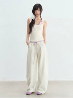 Apricot Star Printed Wide-Leg Pants
