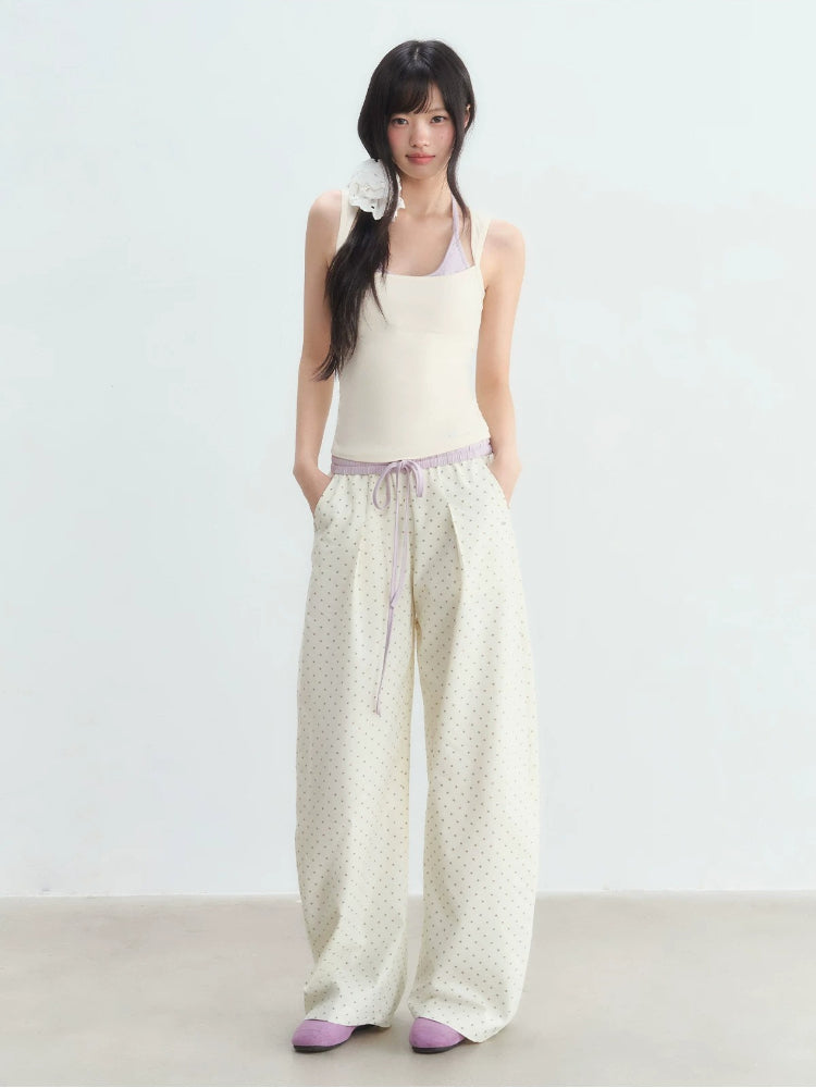 Apricot Star Printed Wide-Leg Pants