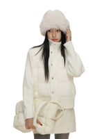 Stand Collar Knit Sleeve Down Jacket