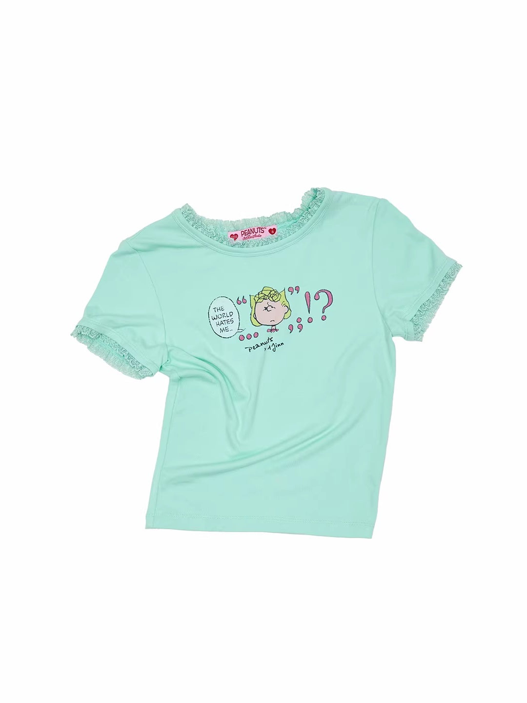 Snoopy Lace Trim Printed T-shirt