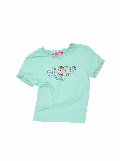Snoopy Lace Trim Printed T-shirt