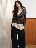 Lace Waist Wide-Leg Pants