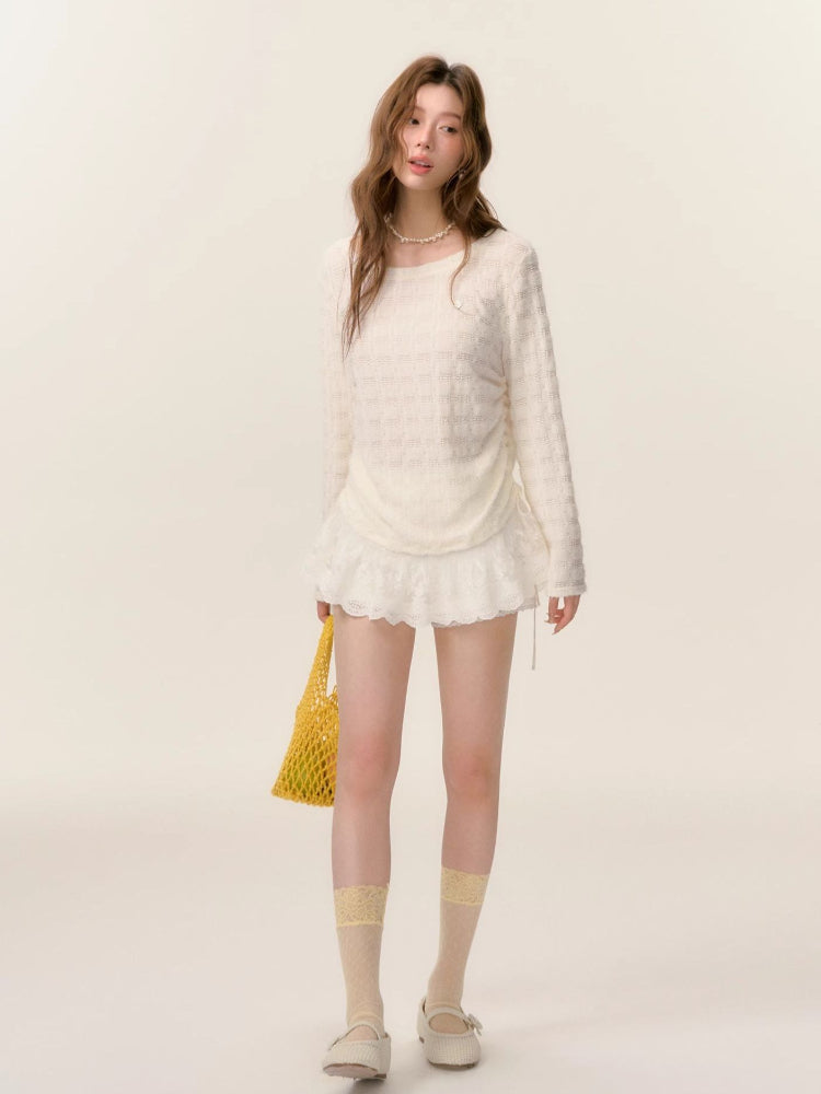 Long Sleeve Lace Patchwork Cover-up
