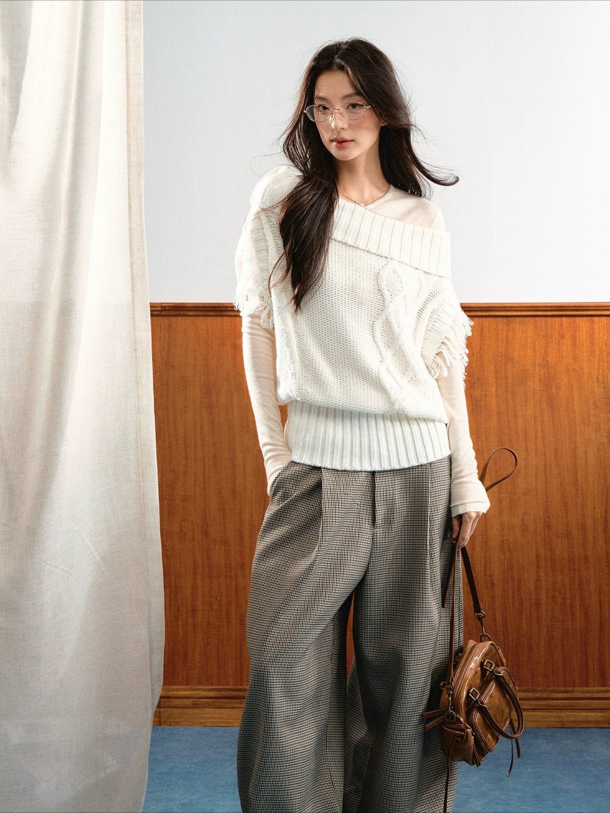 Asymmetric Cable Knit Sweater