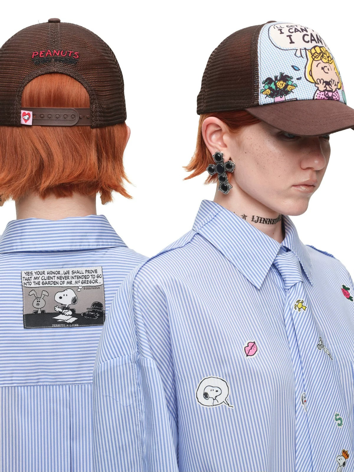 Snoopy Graphic Colorblock Trucker Cap