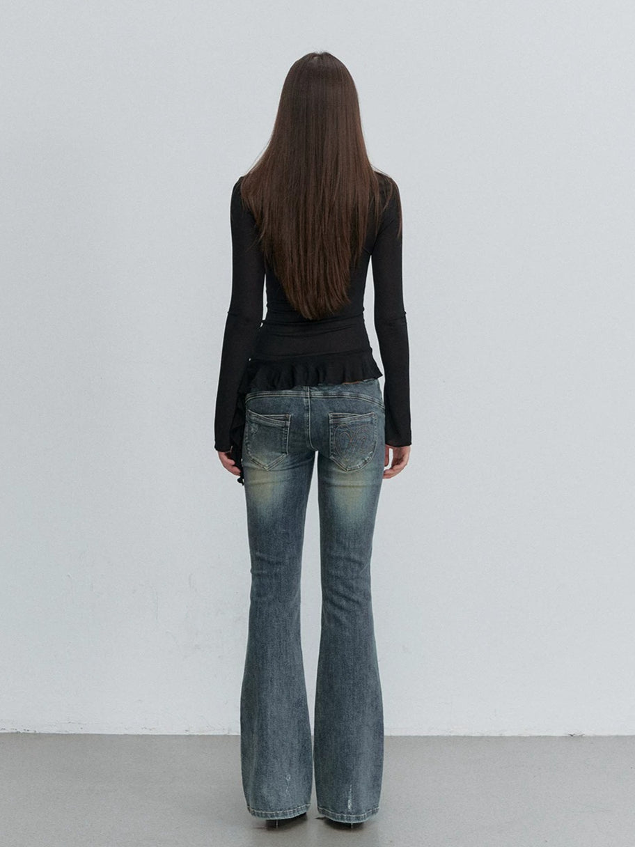 Double Waistband Flare Jeans