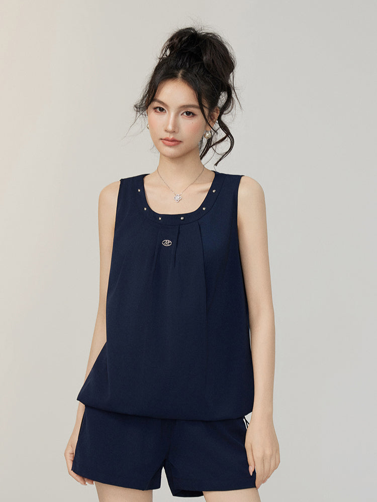 Solid-Color Cooling Vest &amp; Skirt Set