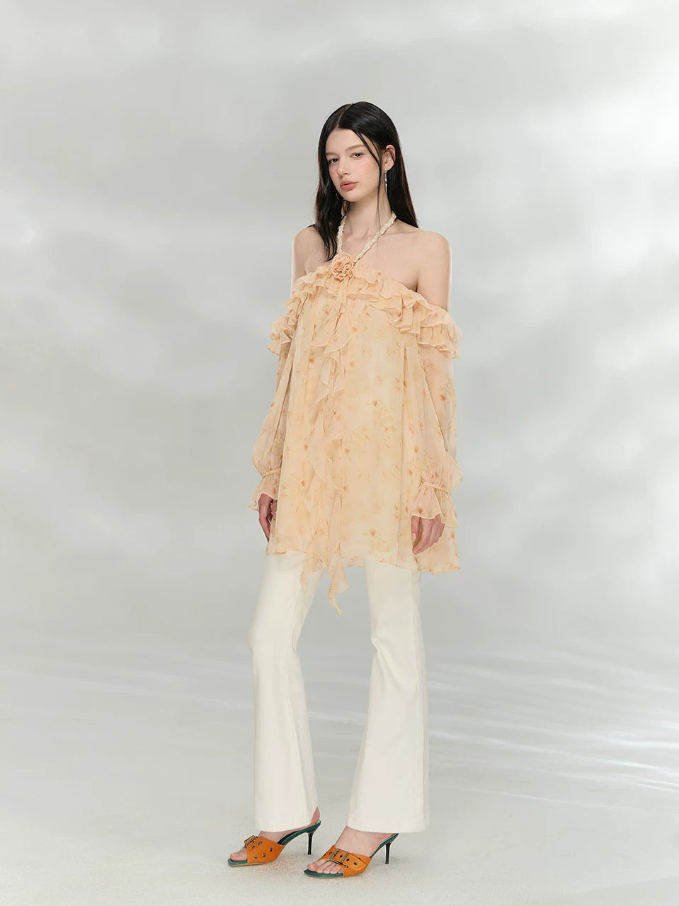 Ruffle Halter Maxi Dress