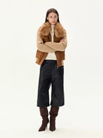 Faux Suede Wool Collar Jacket