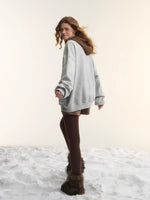 Contrast Patchwork Hooded Fleece Sweatshirt