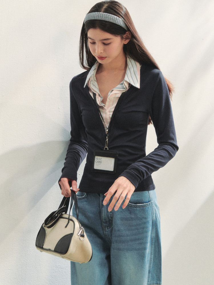 Fake Three-piece Contrast Color Polos