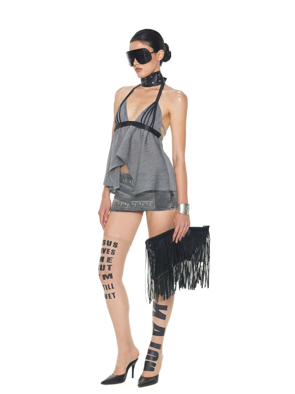 Backless V-Neck Halter Top