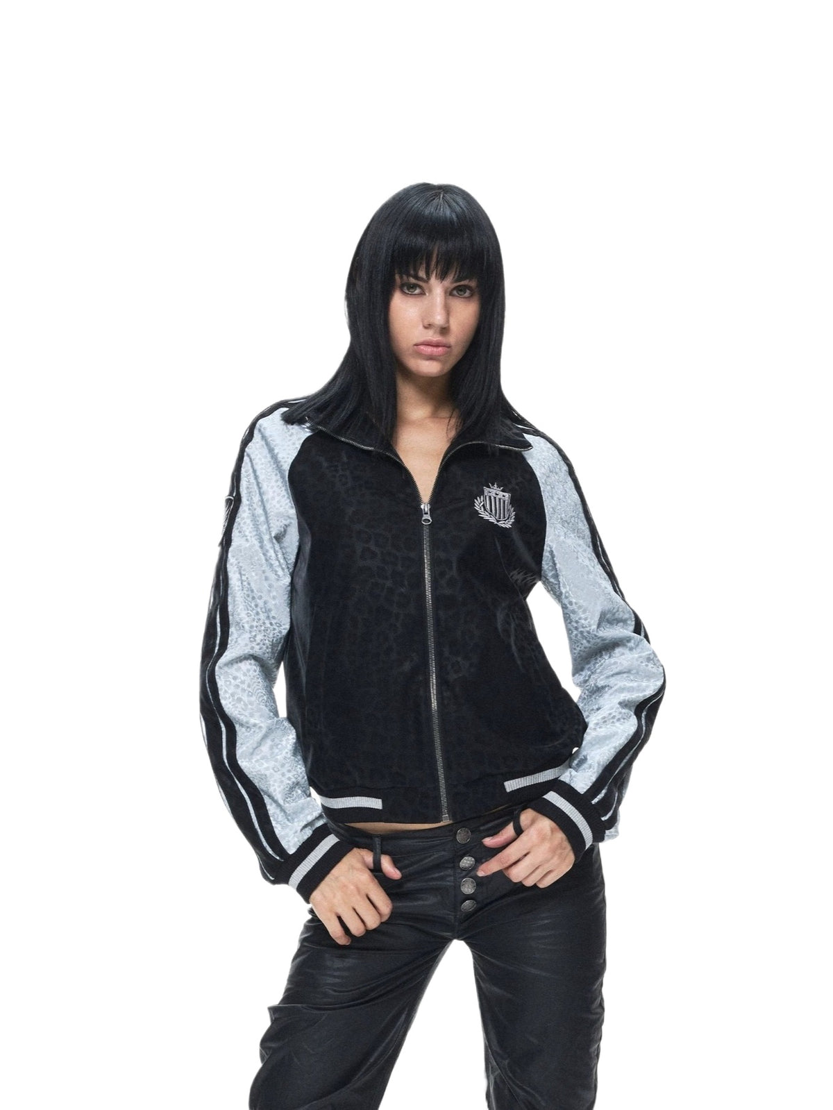 Y2K Leopard PU Patch Jacket