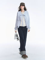 Polka Dot Bow Tie Knit Cardigan
