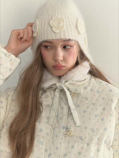 Angora Floral Beanie
