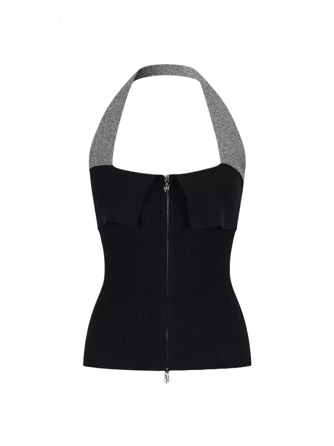 Contrast Zip Halter Top