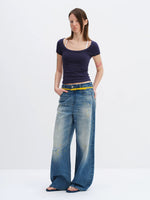 Lace Trim U-neck Tee