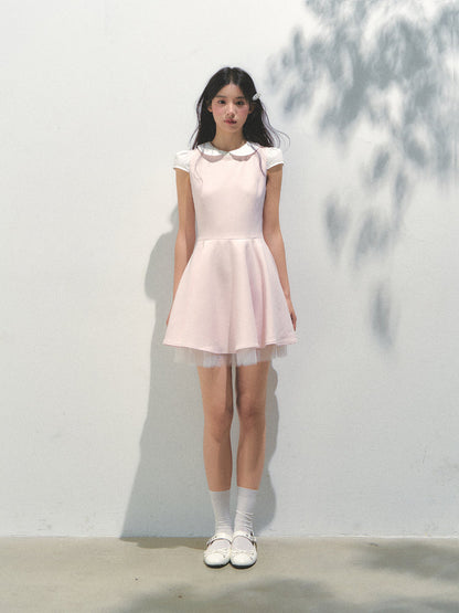 Doll Collar Mesh Tutu Dress