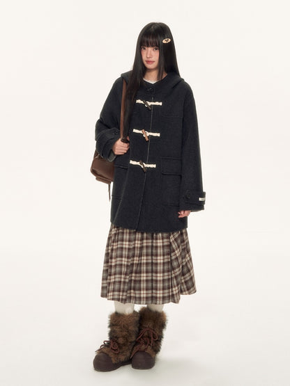 Navy Hooded Duffle Coat