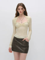Lace Panel Square Neck Top