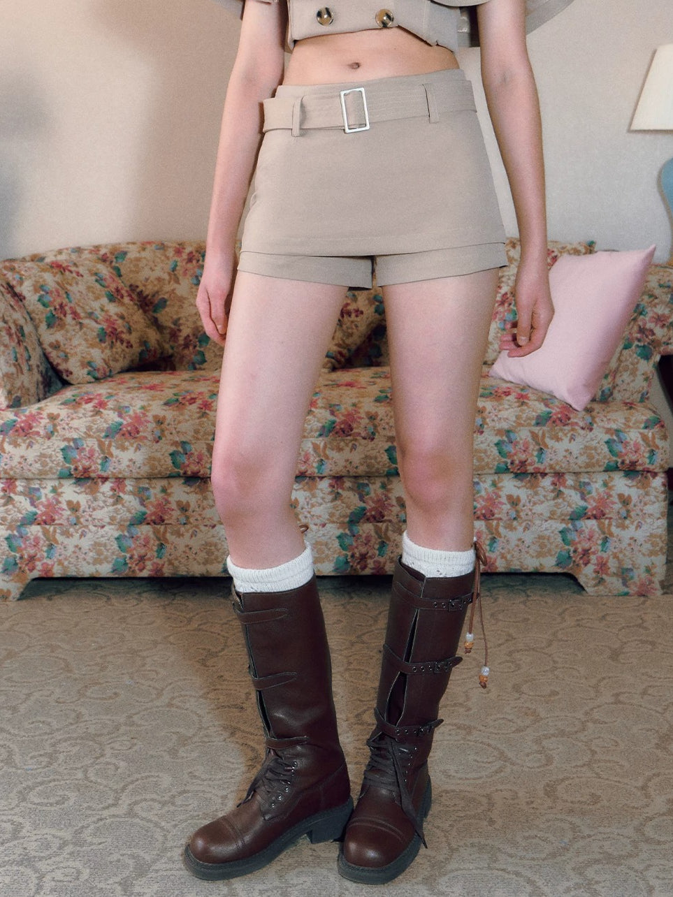 Belted A Line Skort