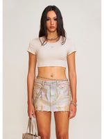 Vintage Storm Fade Dye Silk Gym Short Tee Fading Desert