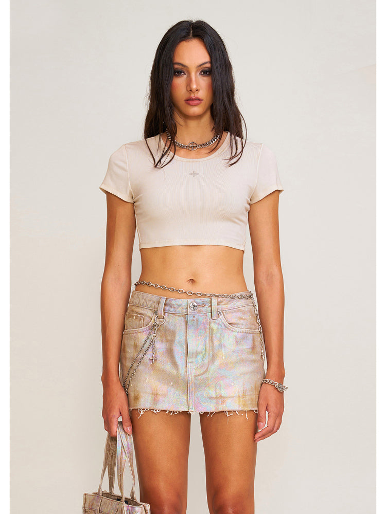 Vintage Storm Fade Dye Silk Gym Short Tee Fading Desert