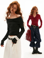 Soft Draped Off Shoulder Fitted Top