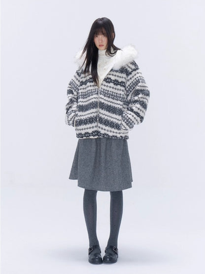 Fair Isle Sherpa Hooded Jacket