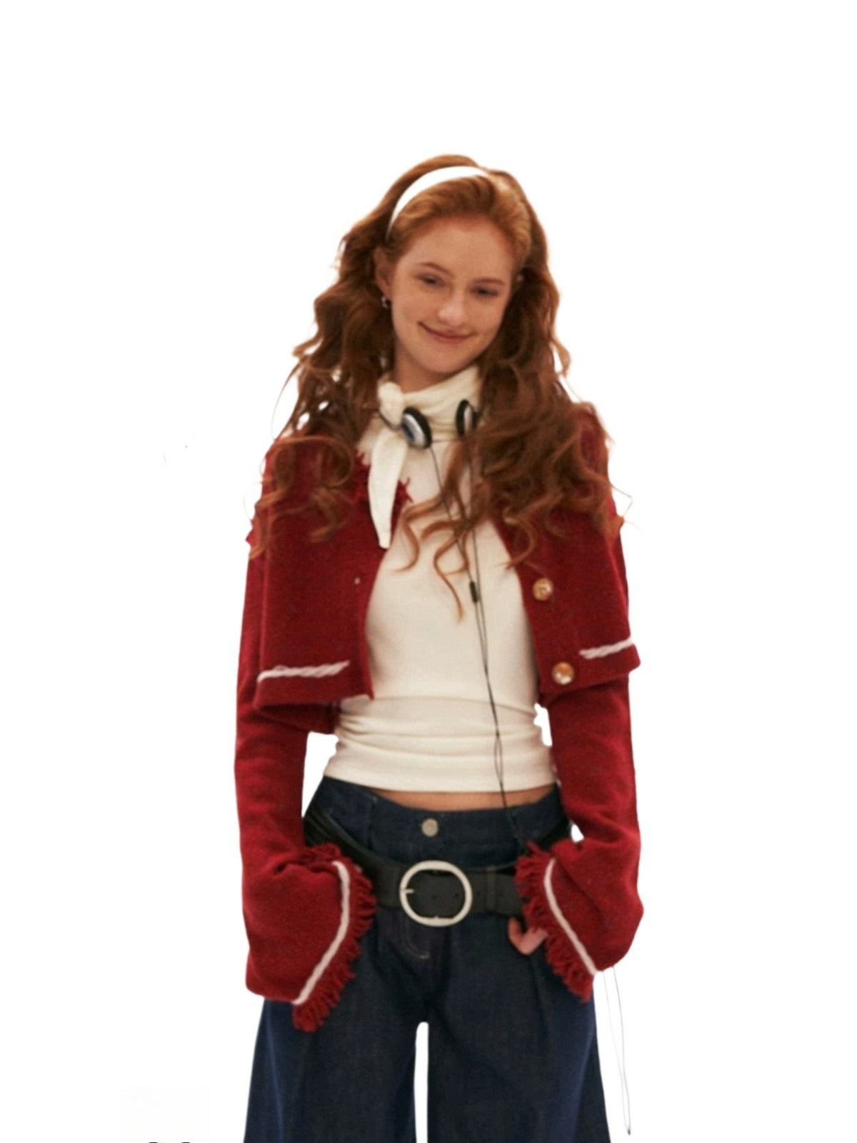 Wool Cropped Bell Sleeve Cardigan
