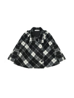 Checked Wool Blend Cape Coat