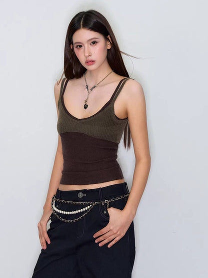 Contrast Knit Camisole Vest