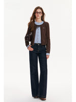 Contrast Layered Bow Knit Cardigan