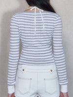 Striped Lace Knit Twinset
