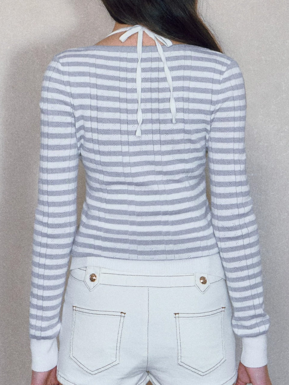 Striped Lace Knit Twinset