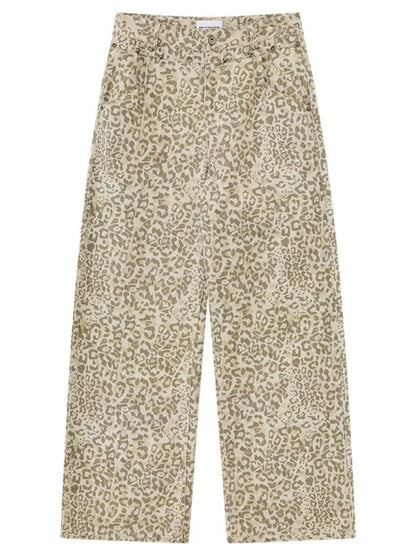 Studded Leopard Wide-Leg Pants