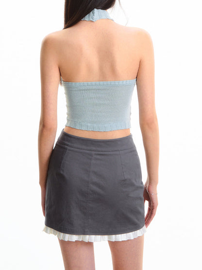 Fair Isle High-Waist Backless Top