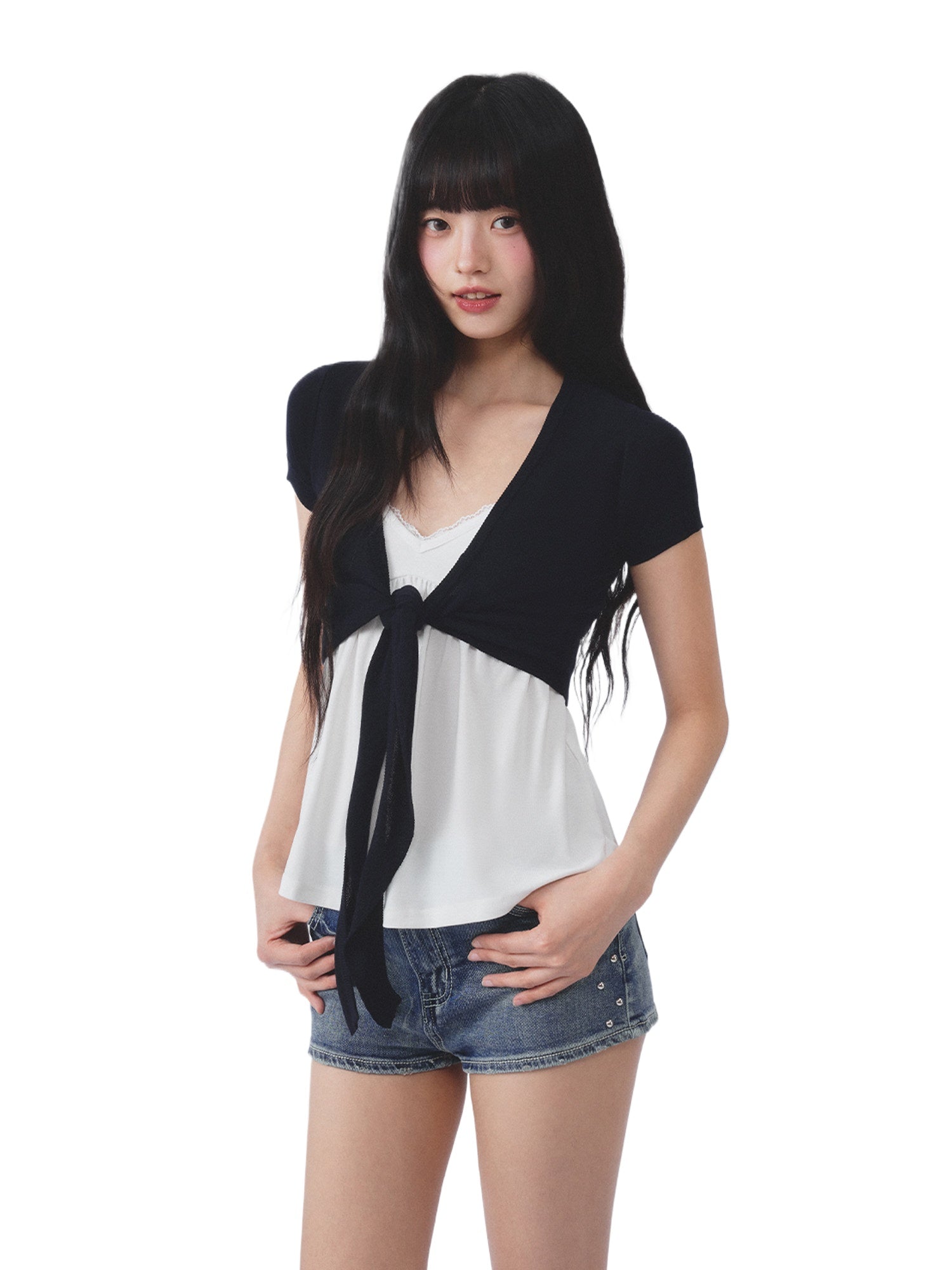 Tie Cardigan Camisole Set