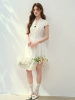White & Green Island Diary Dress