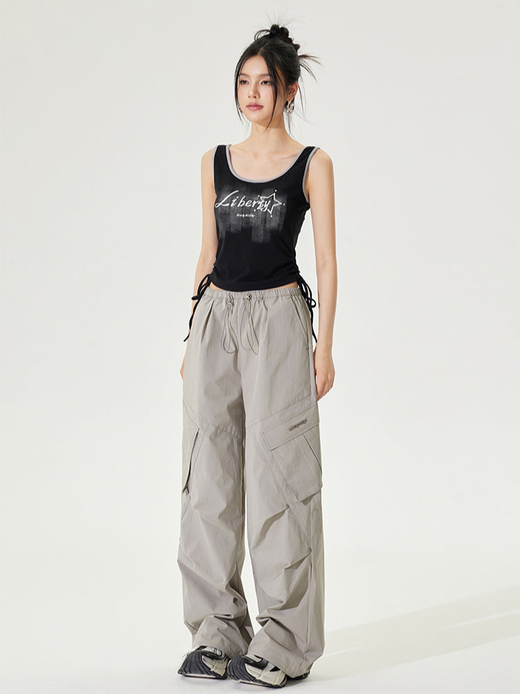 Color-block Tie-up Fitted Tank Top