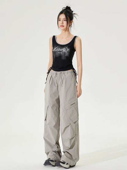 Color-block Tie-up Fitted Tank Top