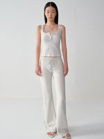 U-Neck Sleeveless Silver-Thread Camisole Tank Top