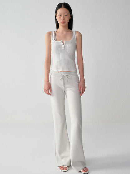U-Neck Sleeveless Silver-Thread Camisole Tank Top