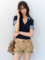 Layered Polo Knit T-Shirt