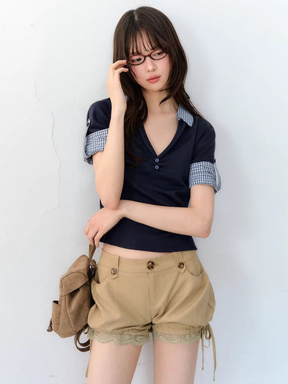 Layered Polo Knit T-Shirt
