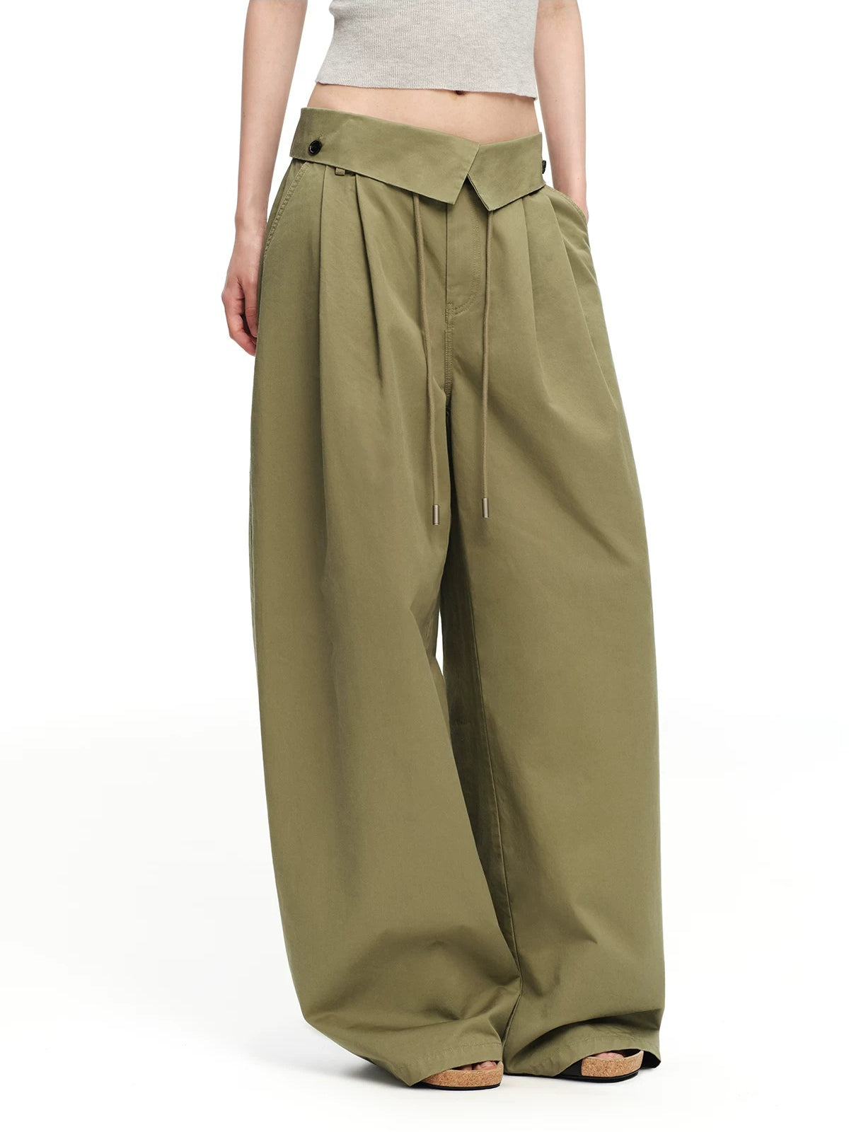 Crossover Wide-Leg Pants