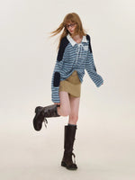 Vintage Striped Polo Lace Top
