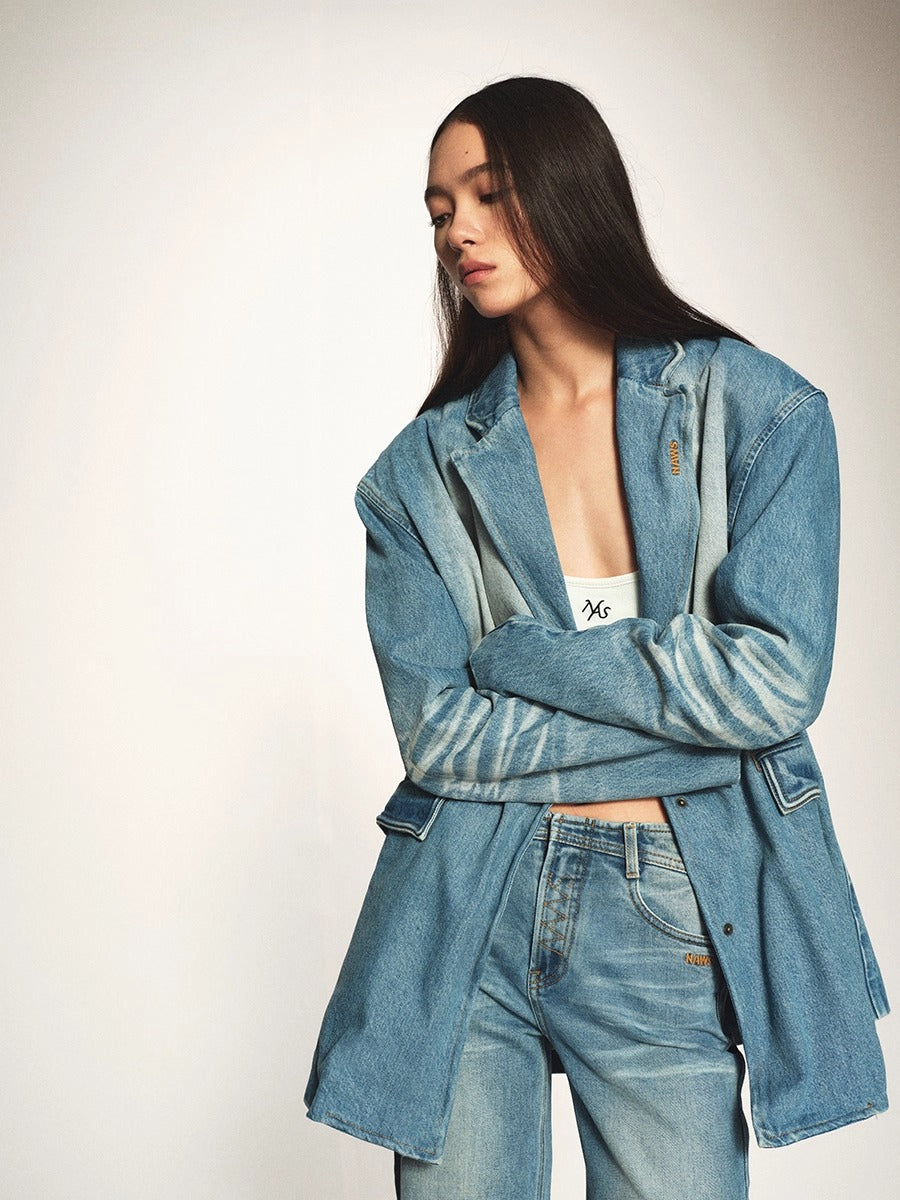 Ice Blue Lynx Denim Jacket