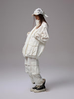 Jacquard Embroidered Multi-pocket Cargo Pants
