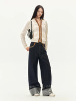 Vintage Coated Folded Wide Leg Jeans